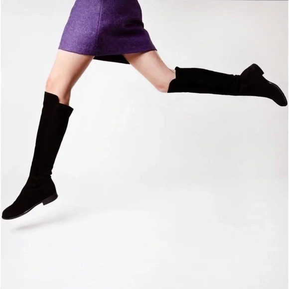 Ann Mashburn Suede Knee-High Pull on Boots in Black - Picture 3 of 15